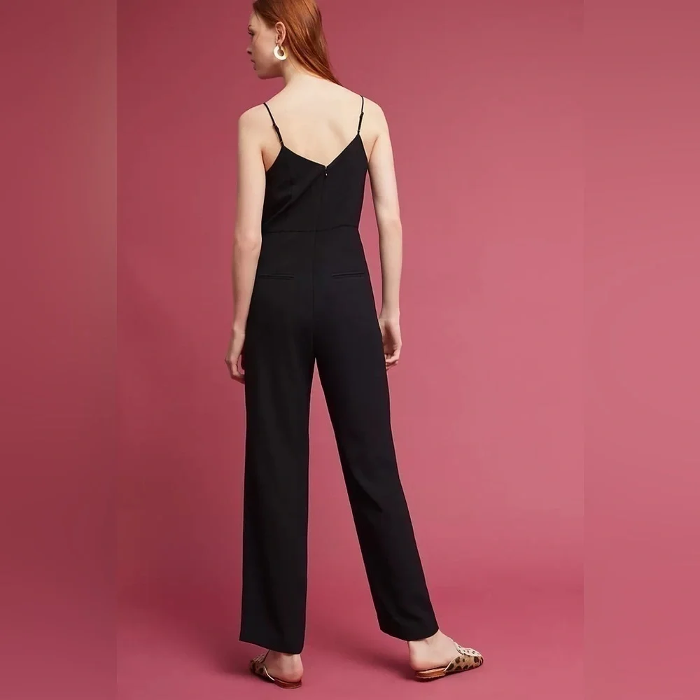 NWT Anthropologie The Essential Black V-neck Jumpsuit 4 AH4